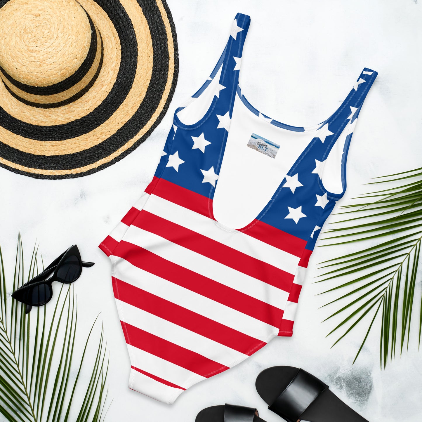 Red, White & Beach One-Piece Swimsuit