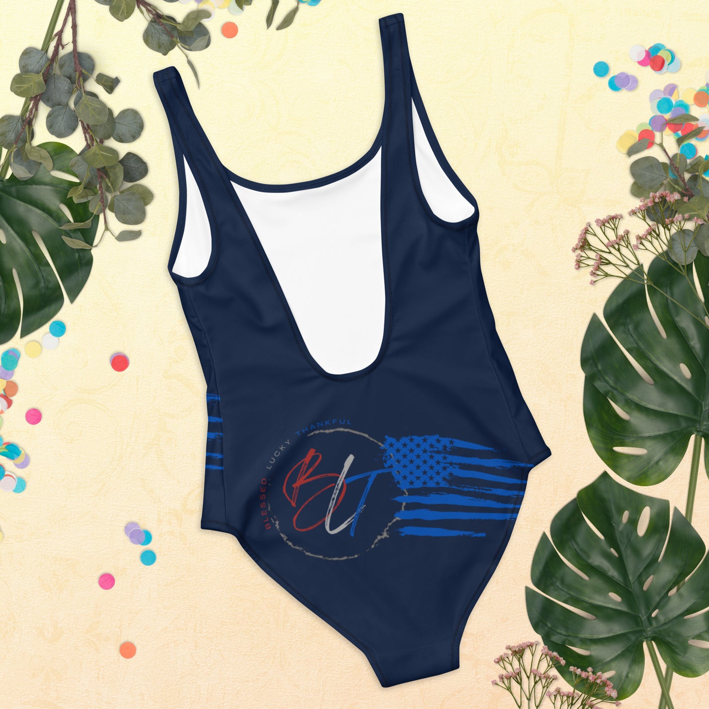 Red, White & Beach One-Piece Swimsuit