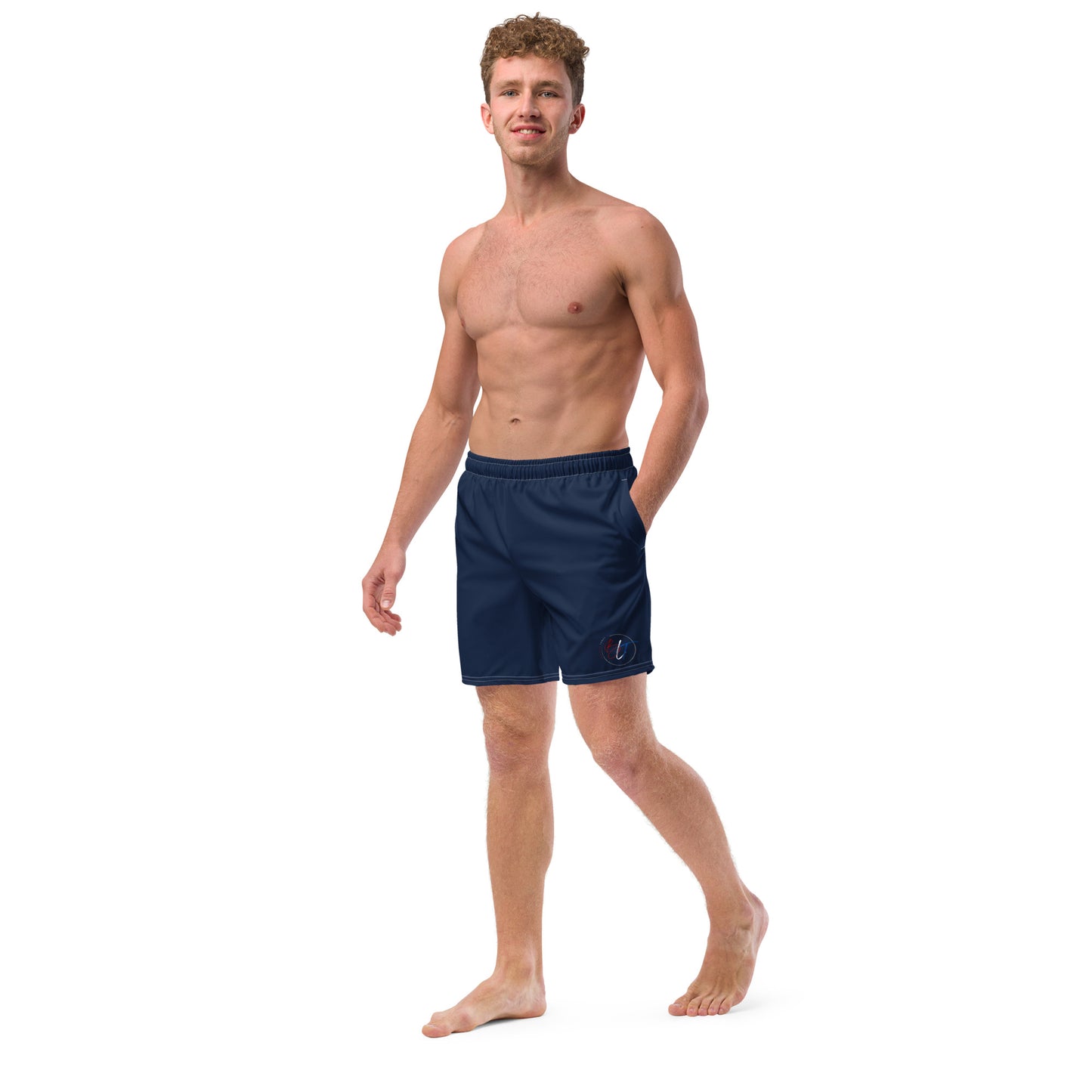 Red, White & Beach Swim Trunks