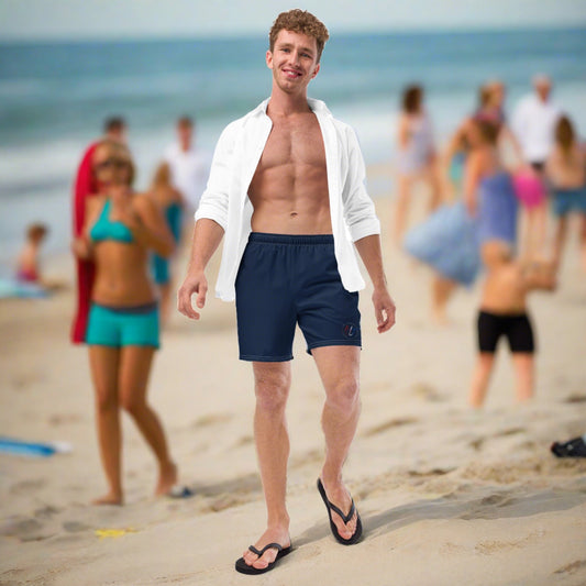 Red, White & Beach Swim Trunks