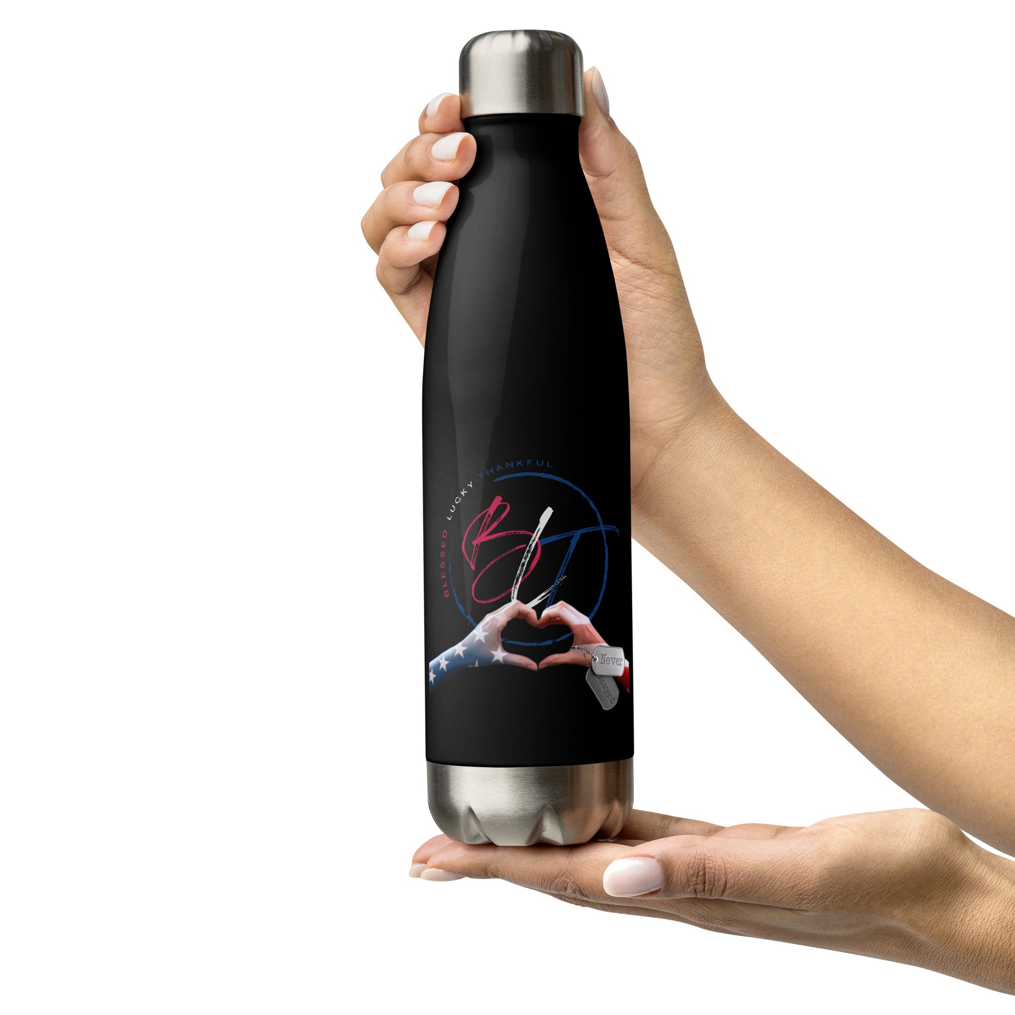 Honor Veterans Heart Stainless Steel Water Bottle